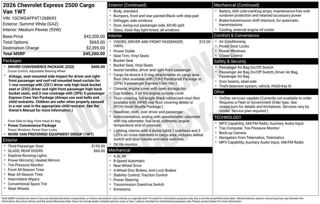 2026 Chevrolet Express Cargo WT