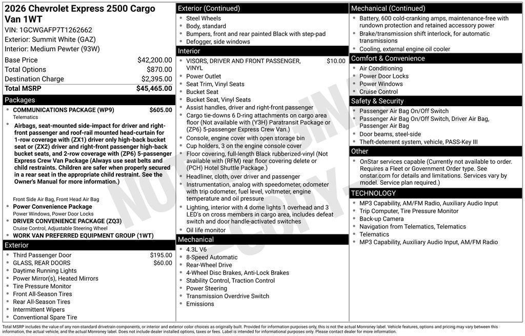2026 Chevrolet Express Cargo WT