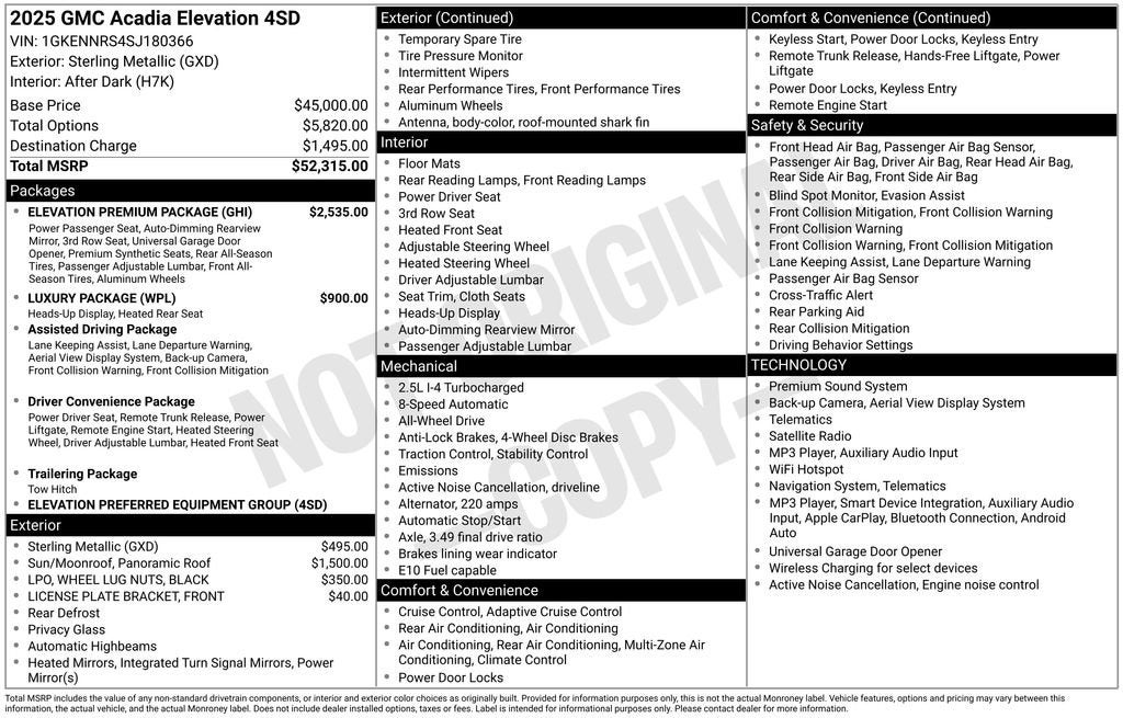 2025 GMC Acadia Elevation