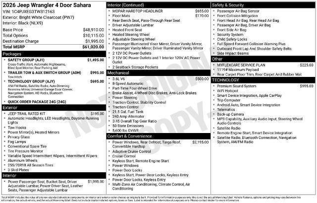 2026 Jeep Wrangler Sahara 4 Door 4x4
