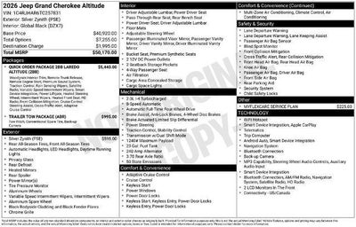 2026 Jeep Grand Cherokee Laredo Altitude 4x4