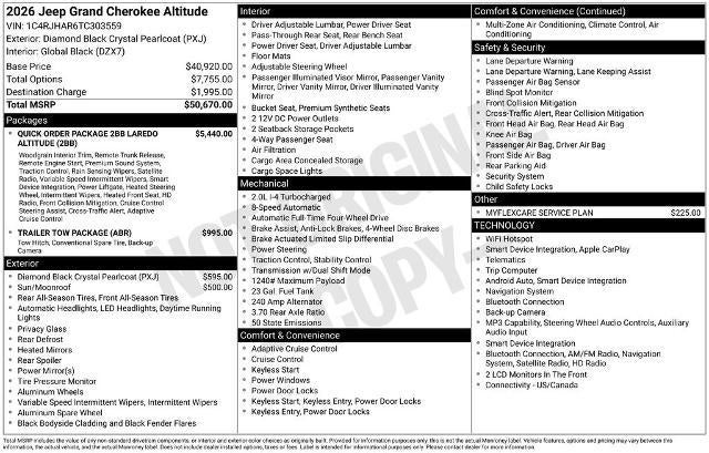 2026 Jeep Grand Cherokee Laredo Altitude 4x4
