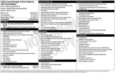 2025 Jeep Wrangler Rubicon 392 Final Edition 4 Door 4x4