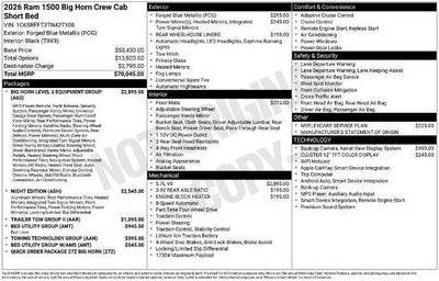 2026 RAM 1500 Big Horn 4x4 Crew Cab 5'7" Box