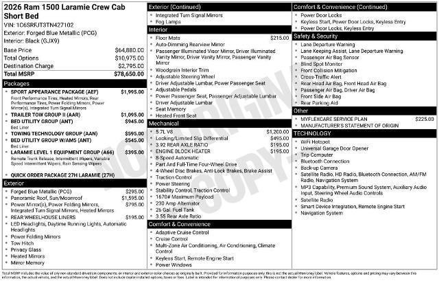 2026 RAM 1500 Laramie 4x4 Crew Cab 5'7" Box