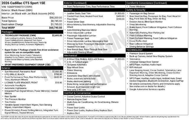 2026 Cadillac CT5 4dr Sdn Sport
