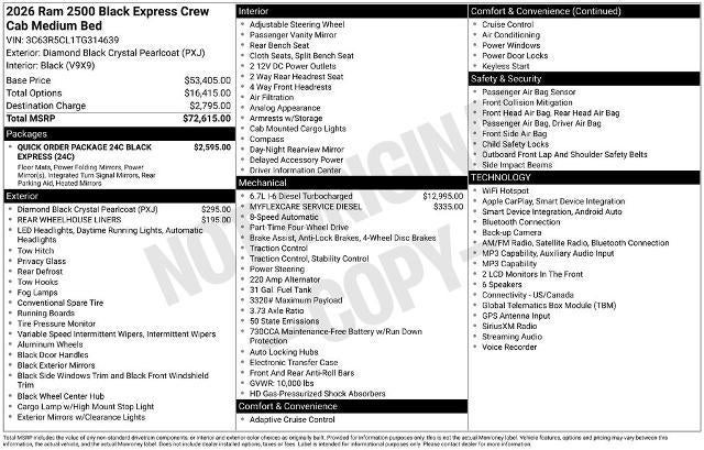 2026 RAM 2500 Tradesman 4x4 Crew Cab 6'4" Box