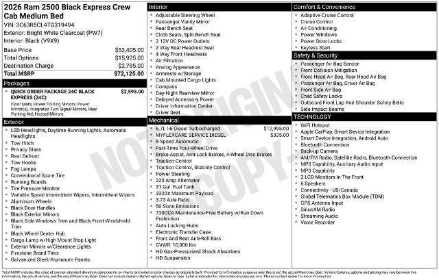 2026 RAM 2500 Tradesman 4x4 Crew Cab 6'4" Box