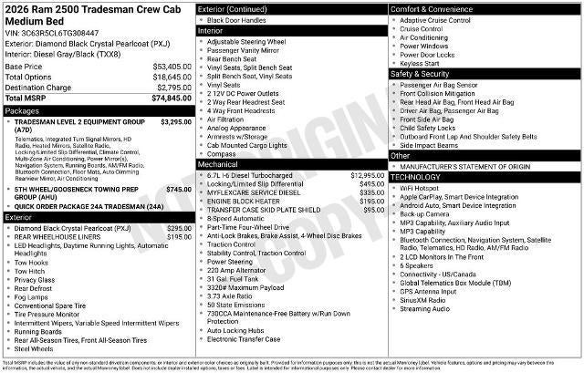 2026 RAM 2500 Tradesman 4x4 Crew Cab 6'4" Box