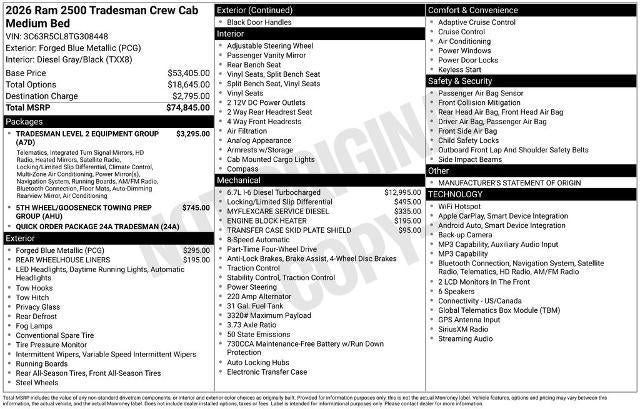 2026 RAM 2500 Tradesman 4x4 Crew Cab 6'4" Box