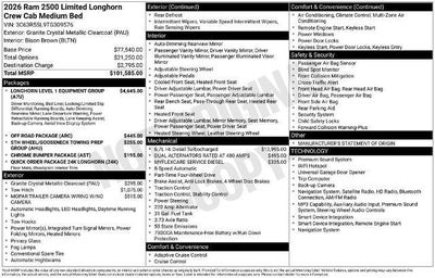 2026 RAM 2500 Longhorn 4x4 Crew Cab 6'4" Box