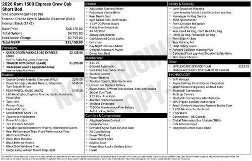 2026 RAM 1500 Express 4x4 Crew Cab 5'7" Box