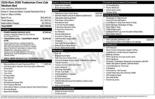 2026 RAM 2500 Tradesman 4x4 Crew Cab 6'4" Box