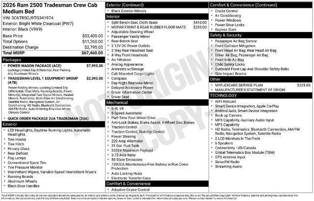 2026 RAM 2500 Tradesman 4x4 Crew Cab 6'4" Box