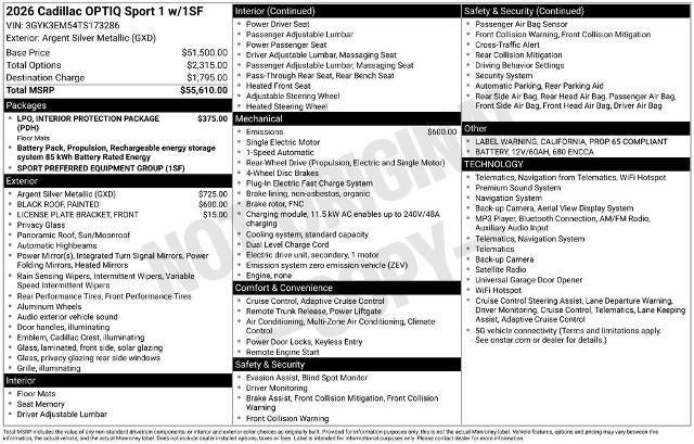 2026 Cadillac OPTIQ 4dr Sport